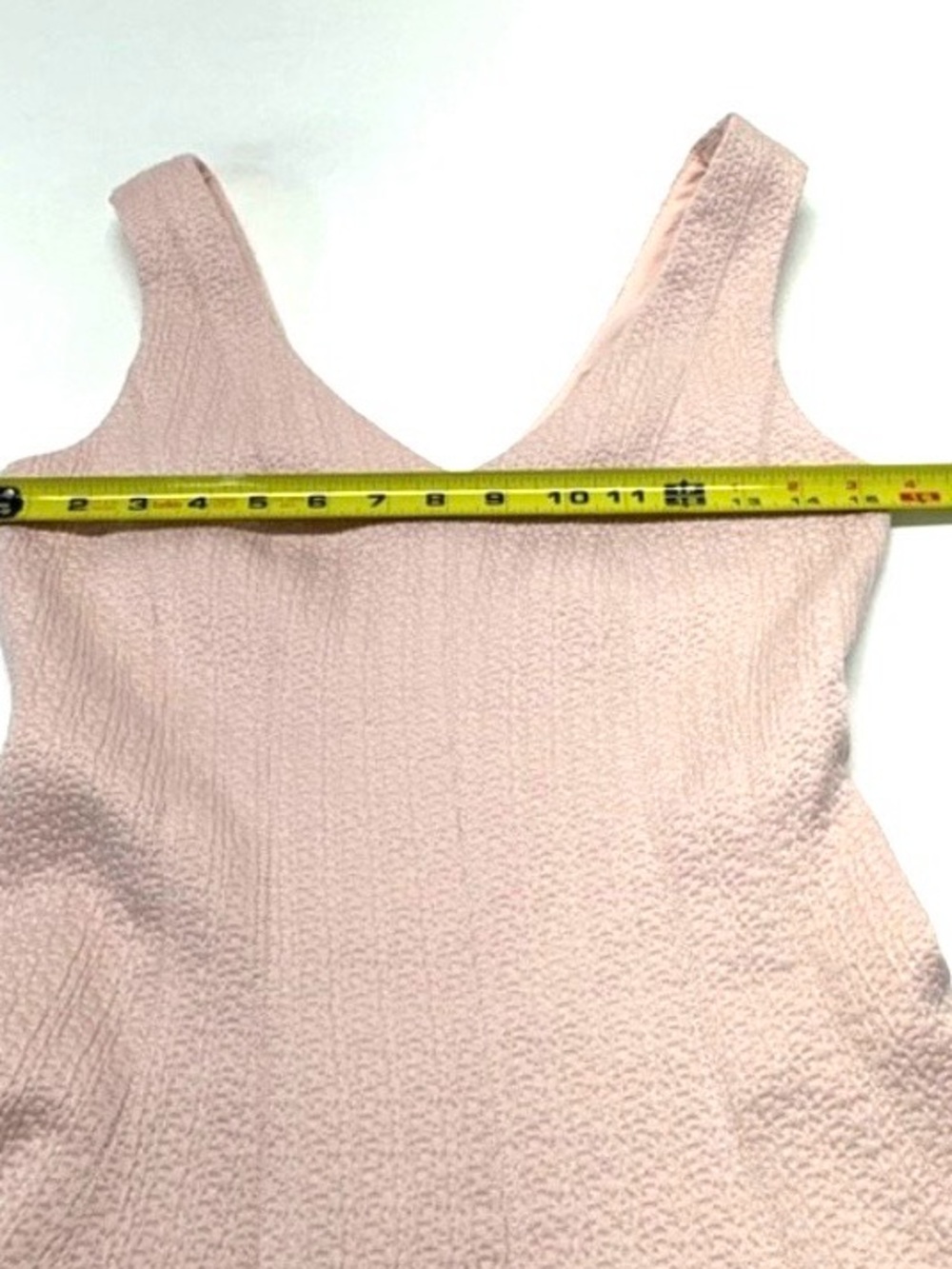 Club Monaco Pale Pink Textured V-Neck Fit & Flare Mini Dress - Picture 9 of 9